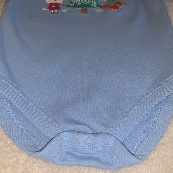 Gymboree 3-6M Bright & Merry Holiday Onesis Blue - Picture 6 of 10